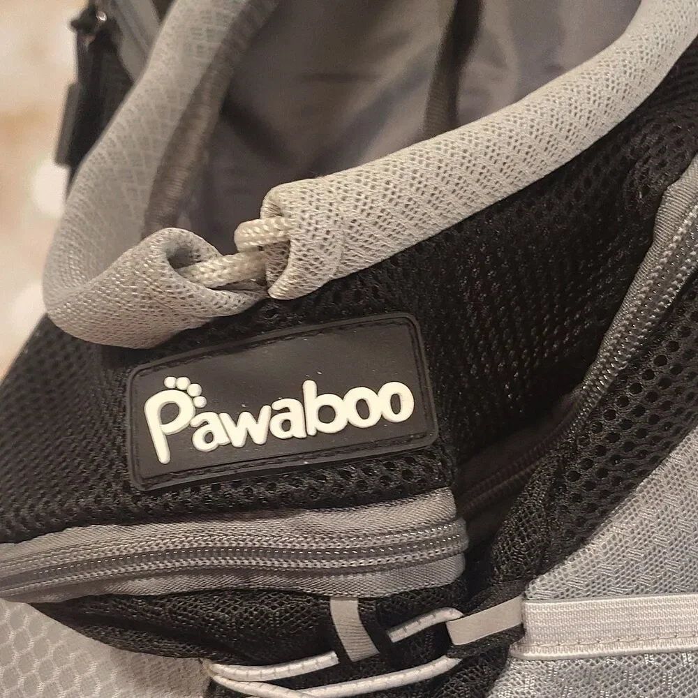 Pawaboo Mesh Dog Backpack Carrier Size S Black/Gray Pet Front Chest Carry Bag